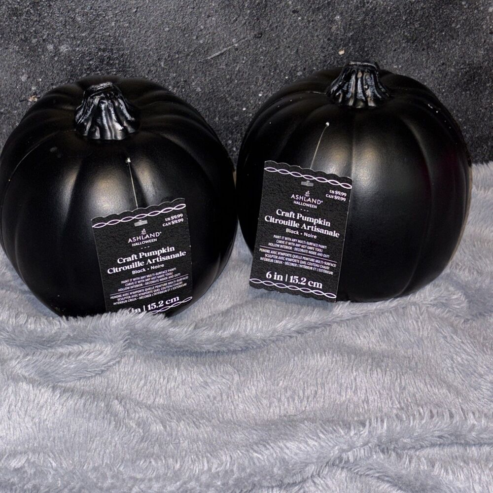 Two 6" Ashland Craft Pumpkins Halloween Craft Carve Paint Decorate Black